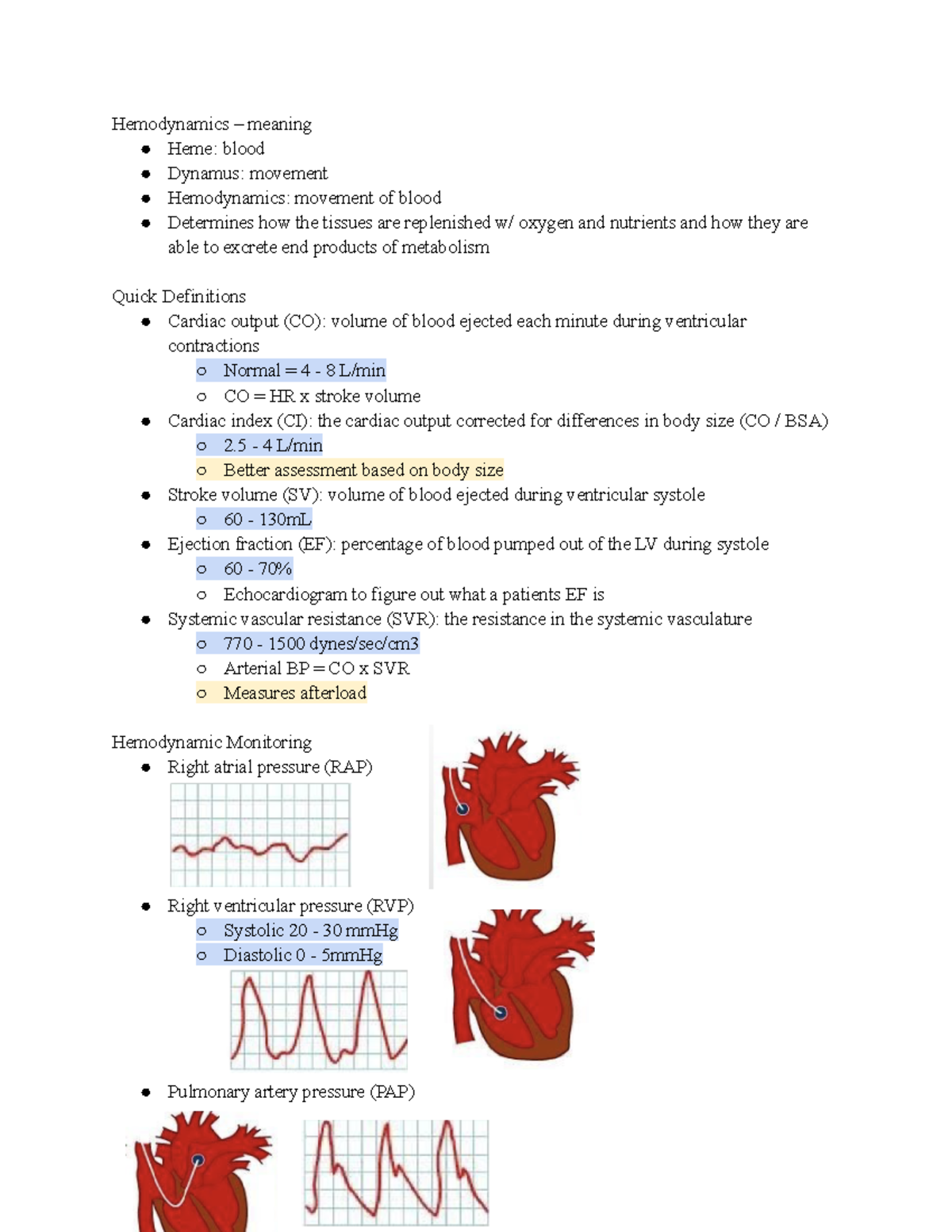 Hemodynamics Notes - Hemodynamics – meaning Heme: blood Dynamus ...