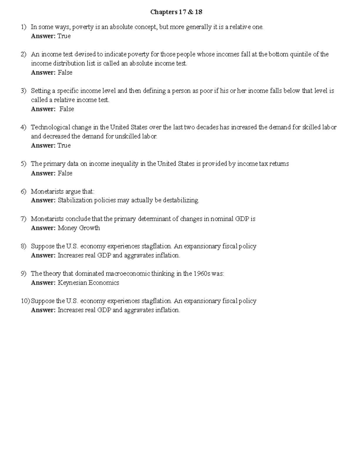 Chpt. 17-18 guide - To help students study - Chapters 17 & 18 In some ...