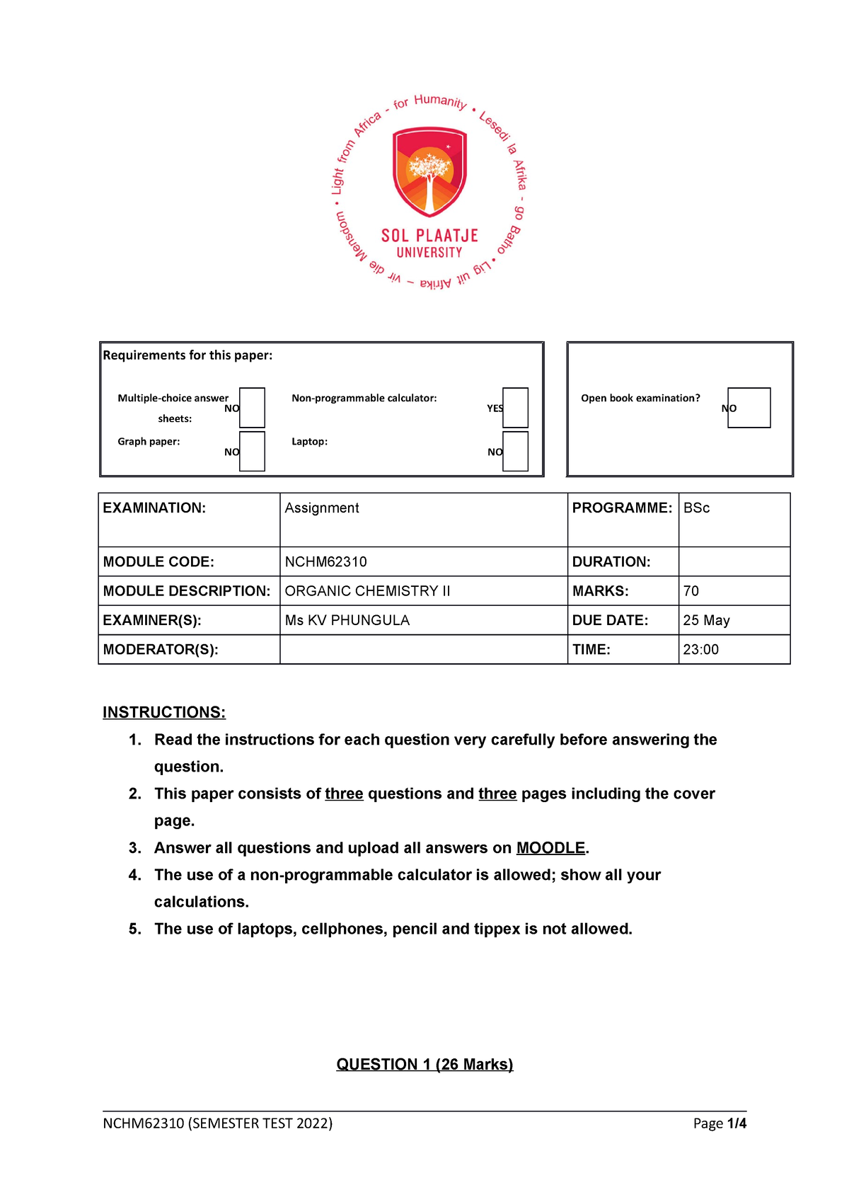 assignment questions paper autumn 2022