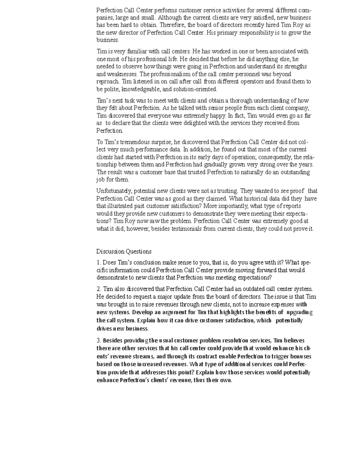 Chapter 10 CRM Acscaca Perfection Call Center Performs Customer 