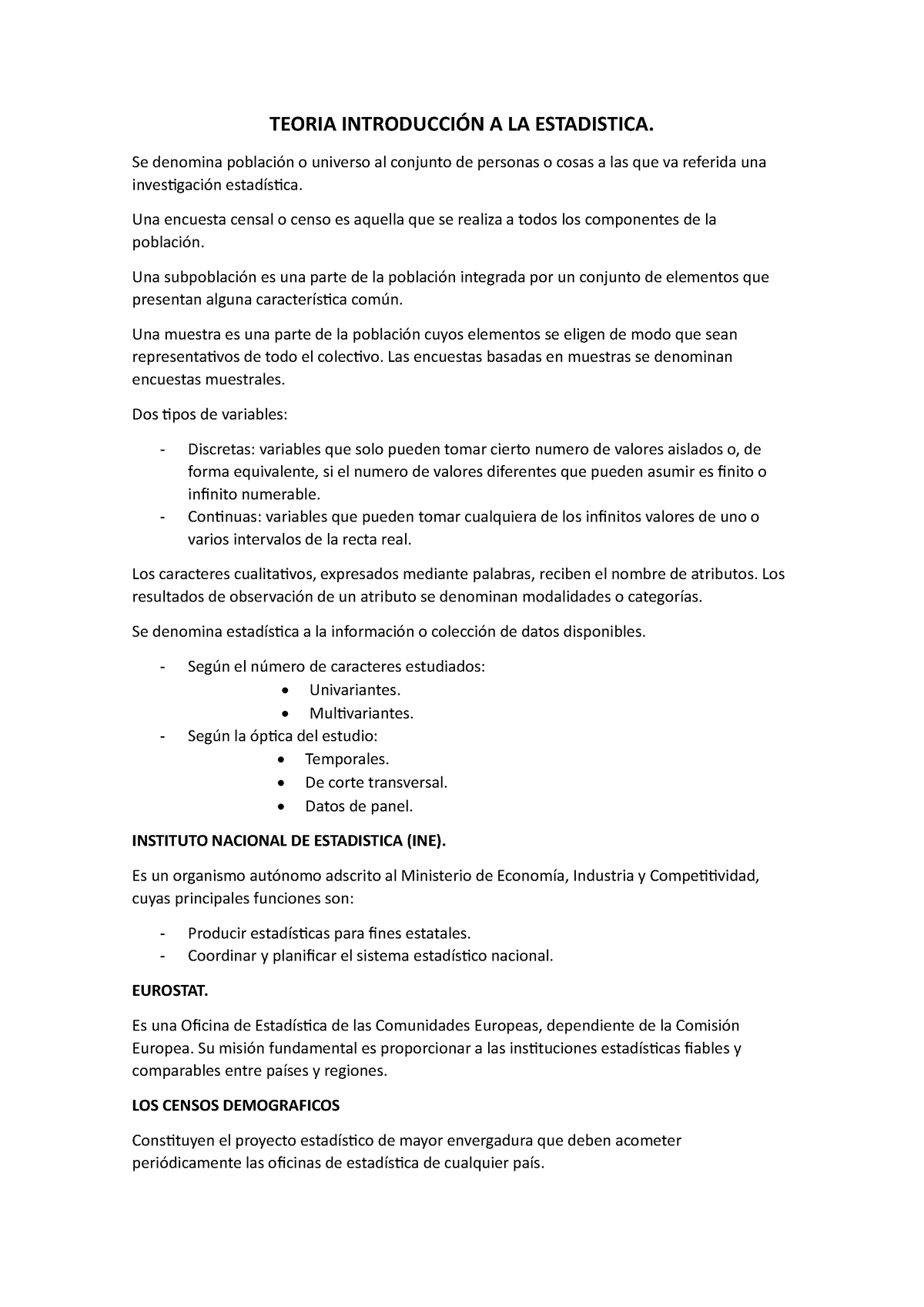 Teoria Introducción A La Estadistica Teoria IntroducciÓn A La Estadistica Se Denomina 2851