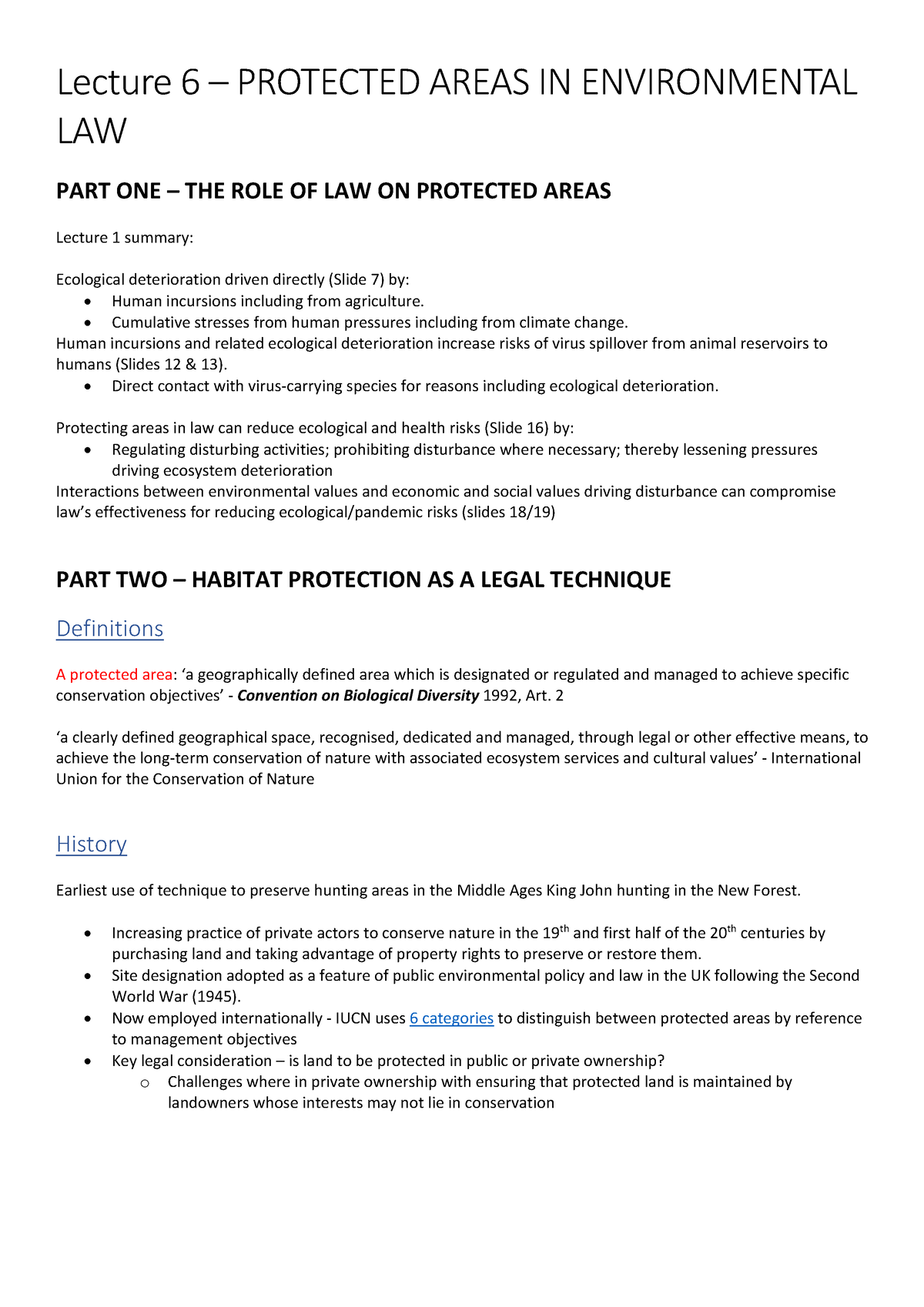 protected-areas-in-environmental-law-lecture-6-notes-lecture-6