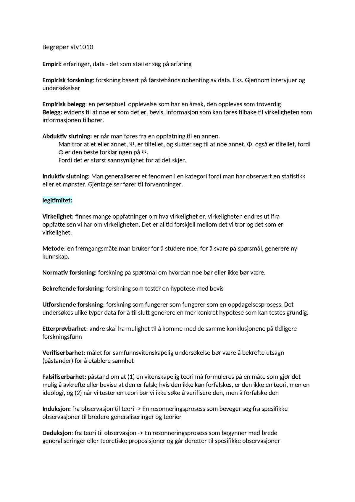 Begreper Stv1010 - Sammendrag Politisk Analyse 1: Forskningsdesign Og ...