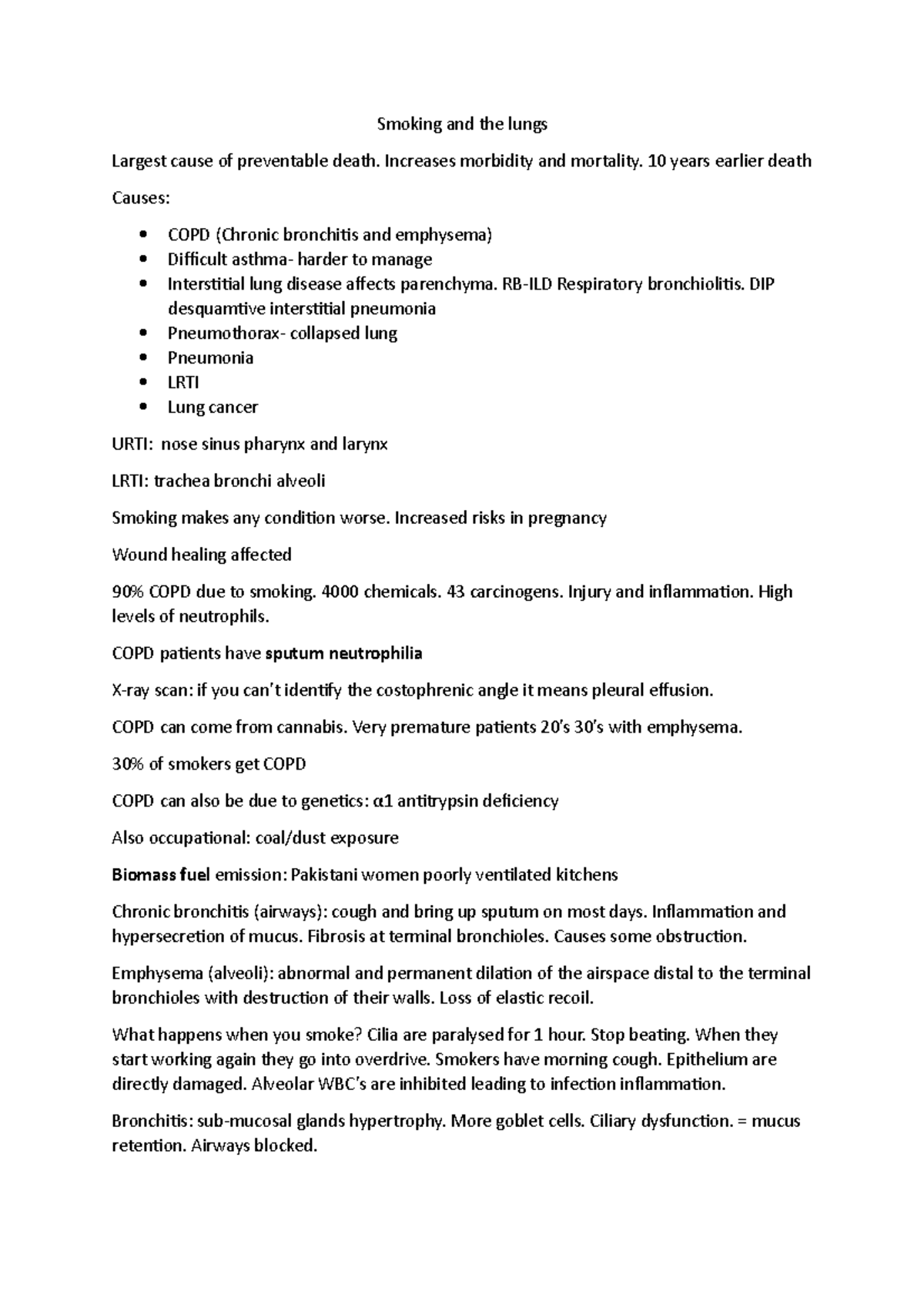 Smoking and the lungs - Lecture notes Case 5 - Smoking and the lungs ...