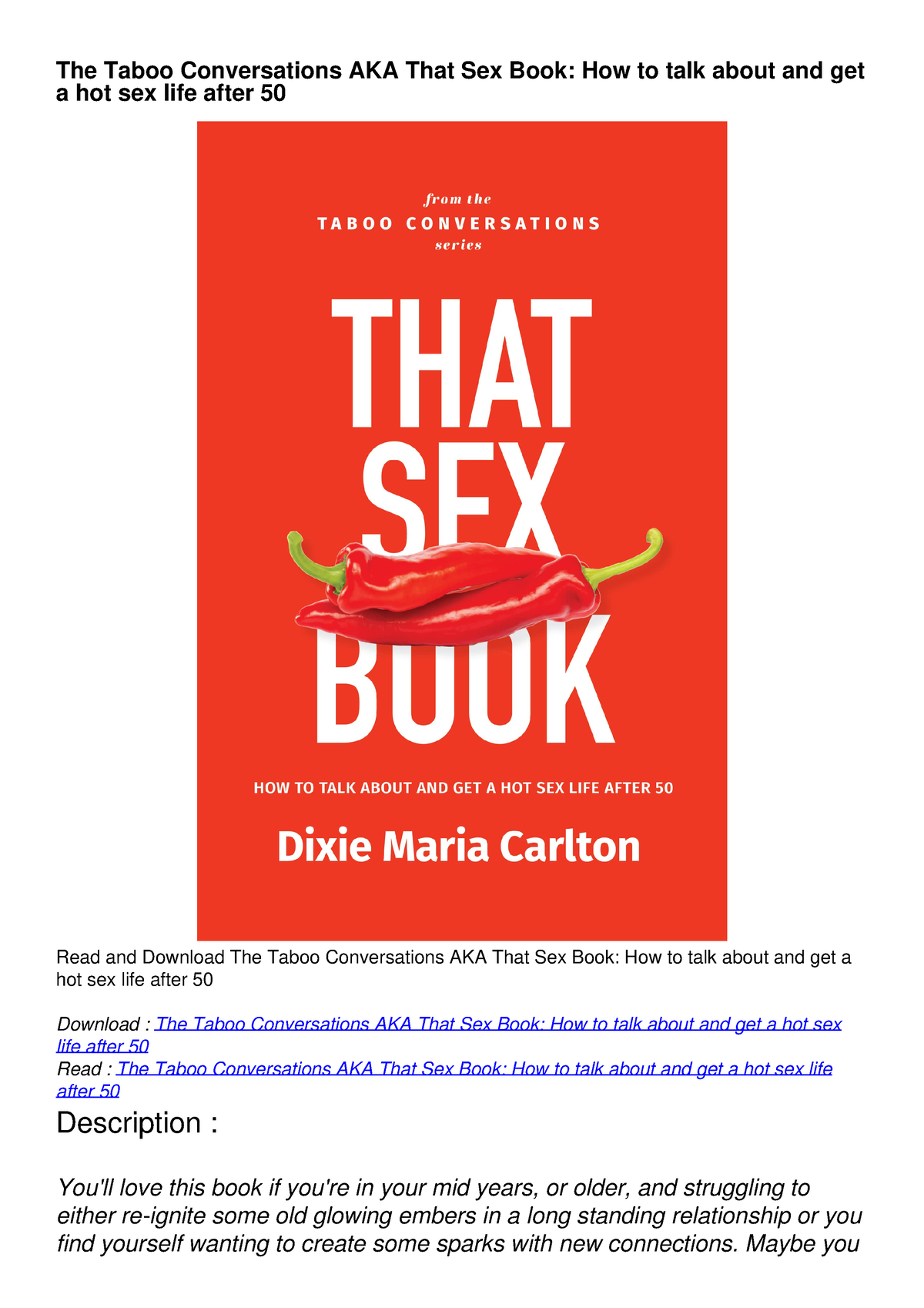 Pdf The Taboo Conversations Aka That Sex Book How To Talk About And Get A Hot S Maybe You 