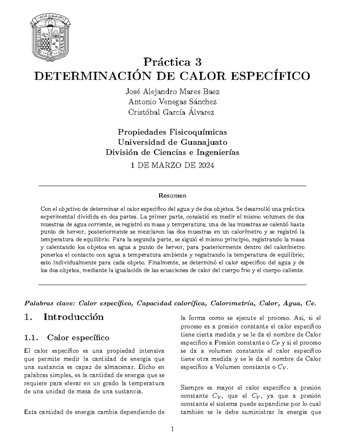 Practica 3 Propiedades - Pr ́actica 3 DETERMINACI ́ON DE CALOR ESPEC ...