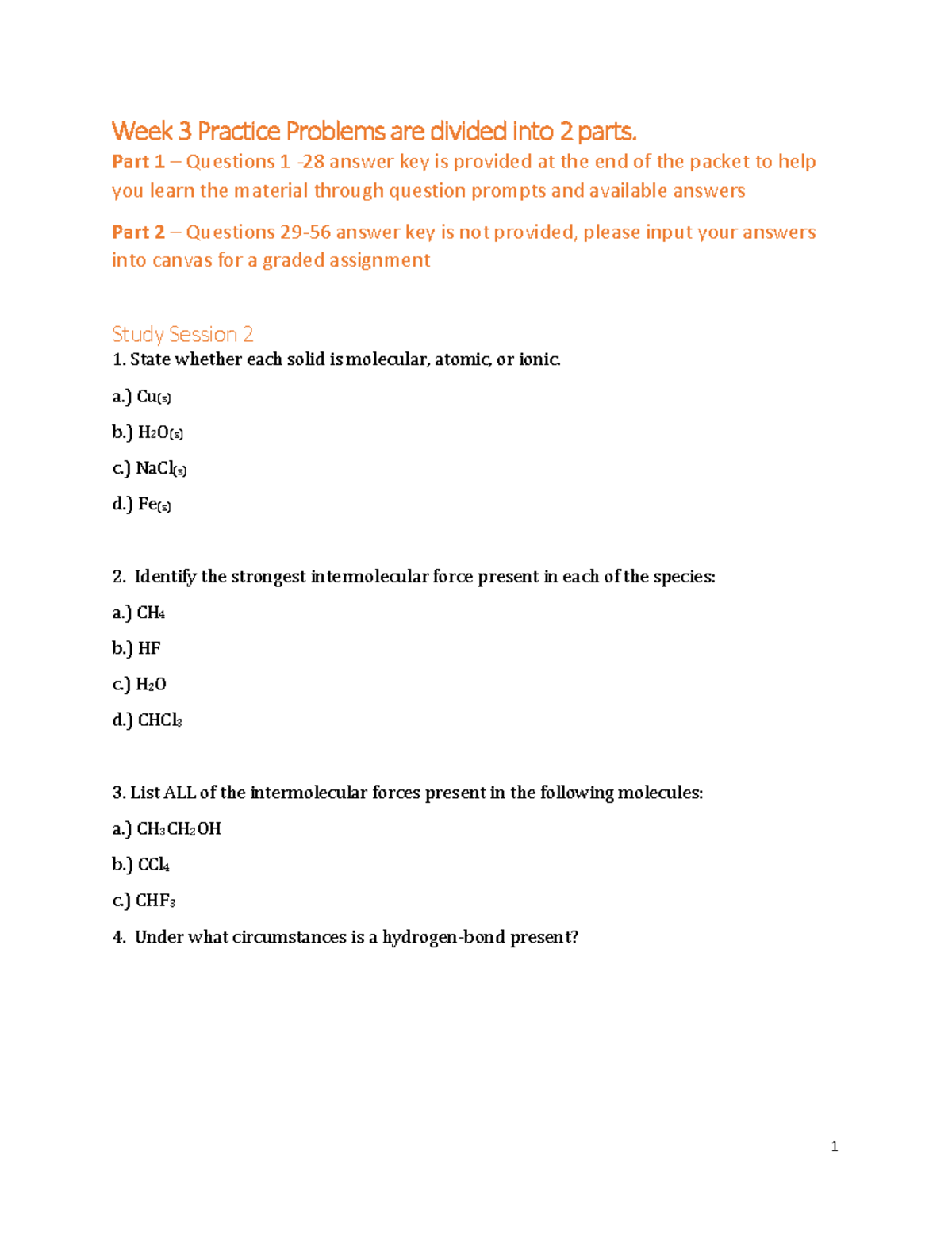 Practice Problems WEEK 3 - Week ϯ PraĐtiĐe Proďleŵs Are Divided IŶto 2 ...