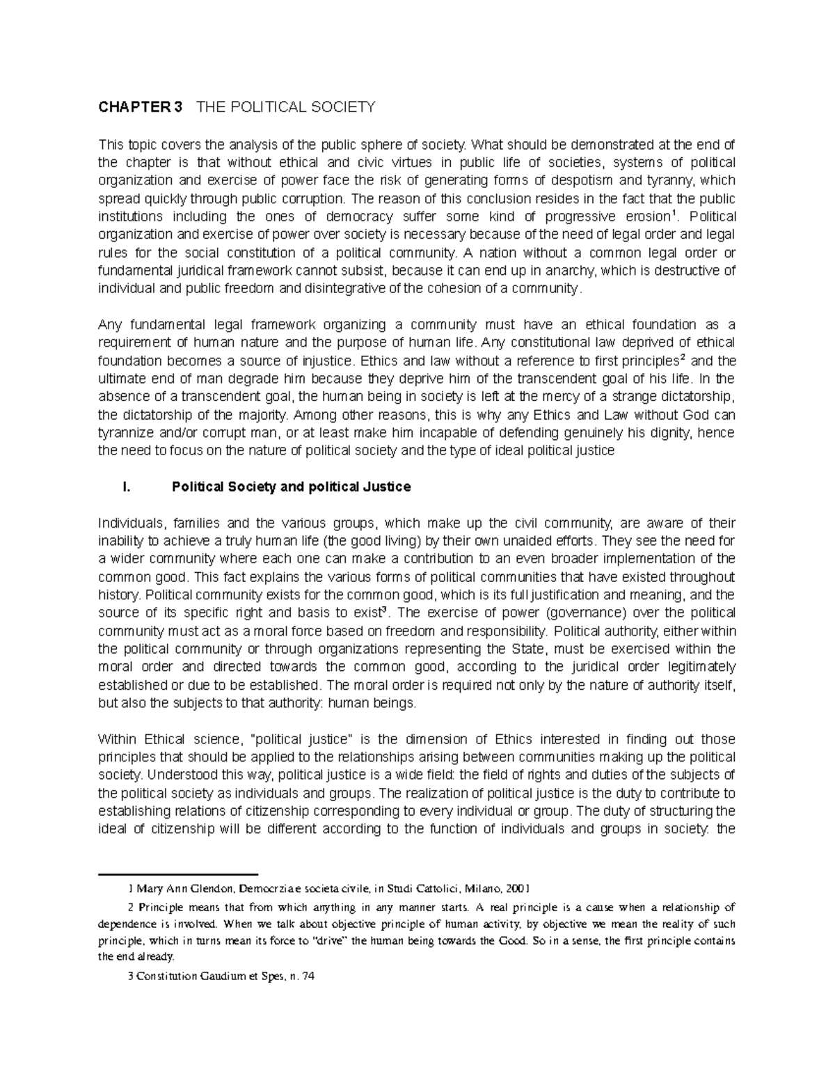 SPP Chapter 3 Lecture notes 3 CHAPTER 3 THE POLITICAL SOCIETY This