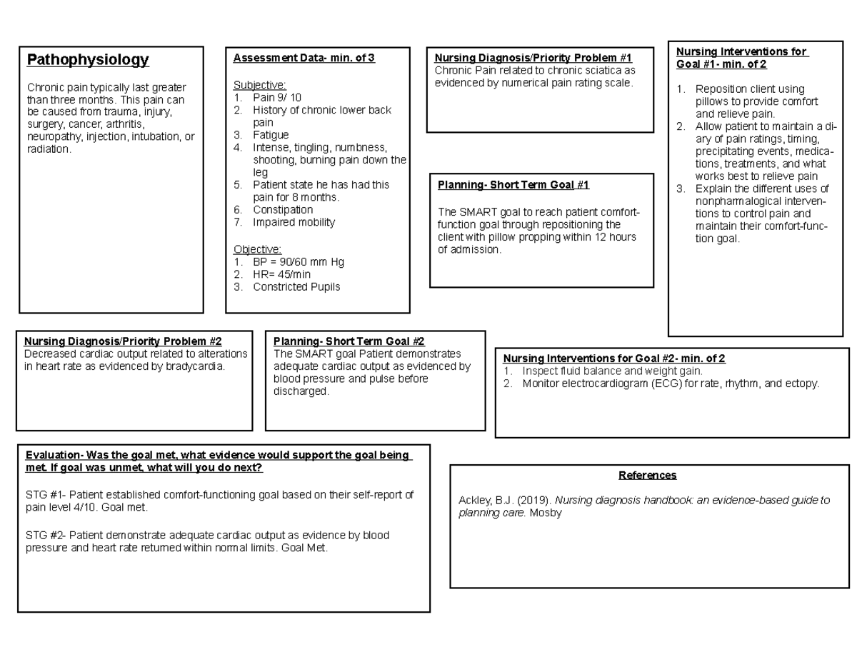 NUR 215 Basic Concept Map-PAIN - Planning- Short Term Goal # The SMART ...