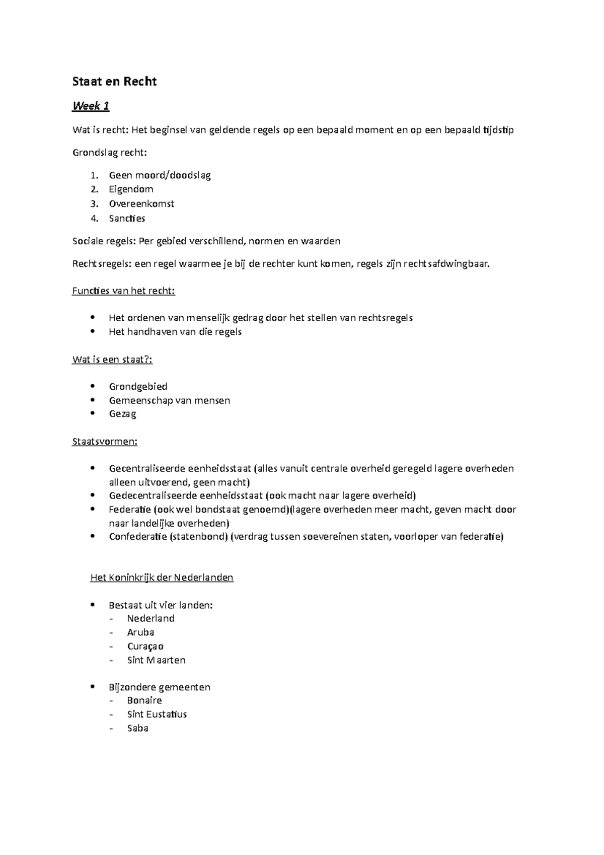 Staat Recht Samenvatting Periode 1 Staat En Recht Week 1 Wat Is 