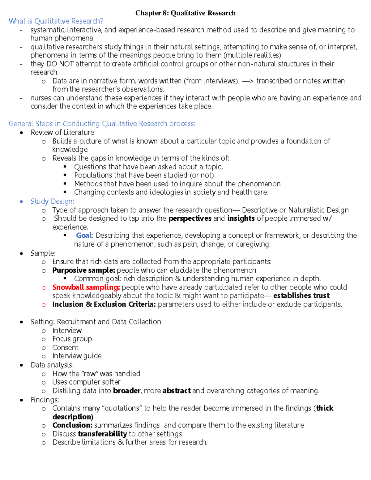 Chapter 8 And 9 - Definitions - Chapter 8: Qualitative Research What Is ...