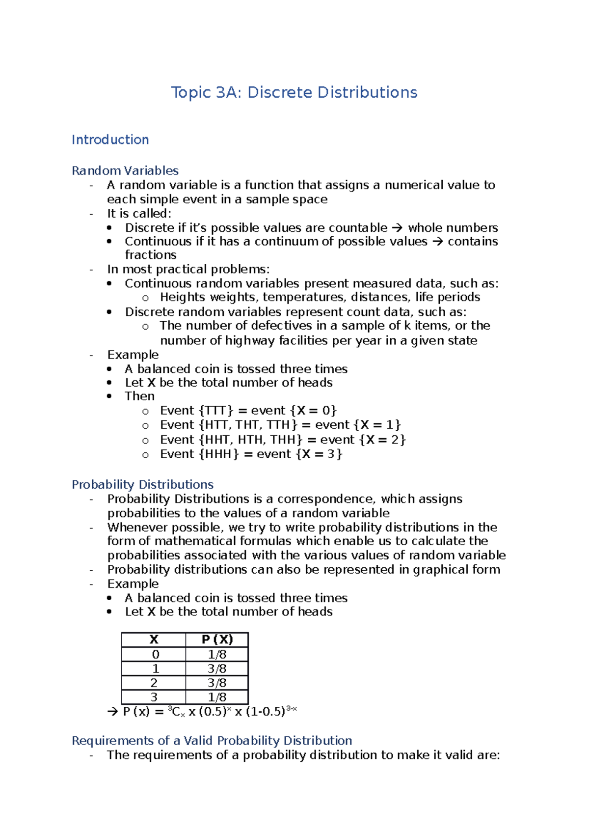 Topic 3A - Lecture notes 3 - Topic 3A: Discrete Distributions ...