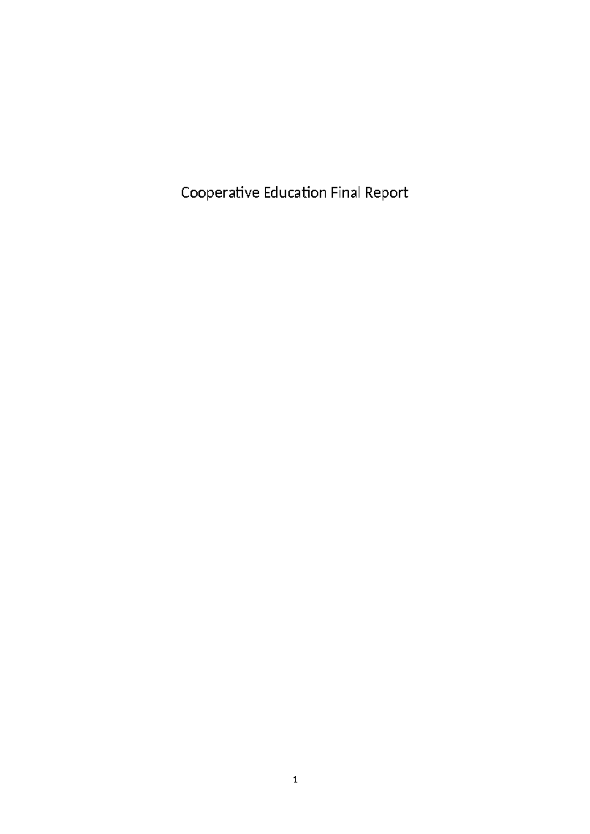 Cooperative Education Final Report - Cooperative Education Final Report ...