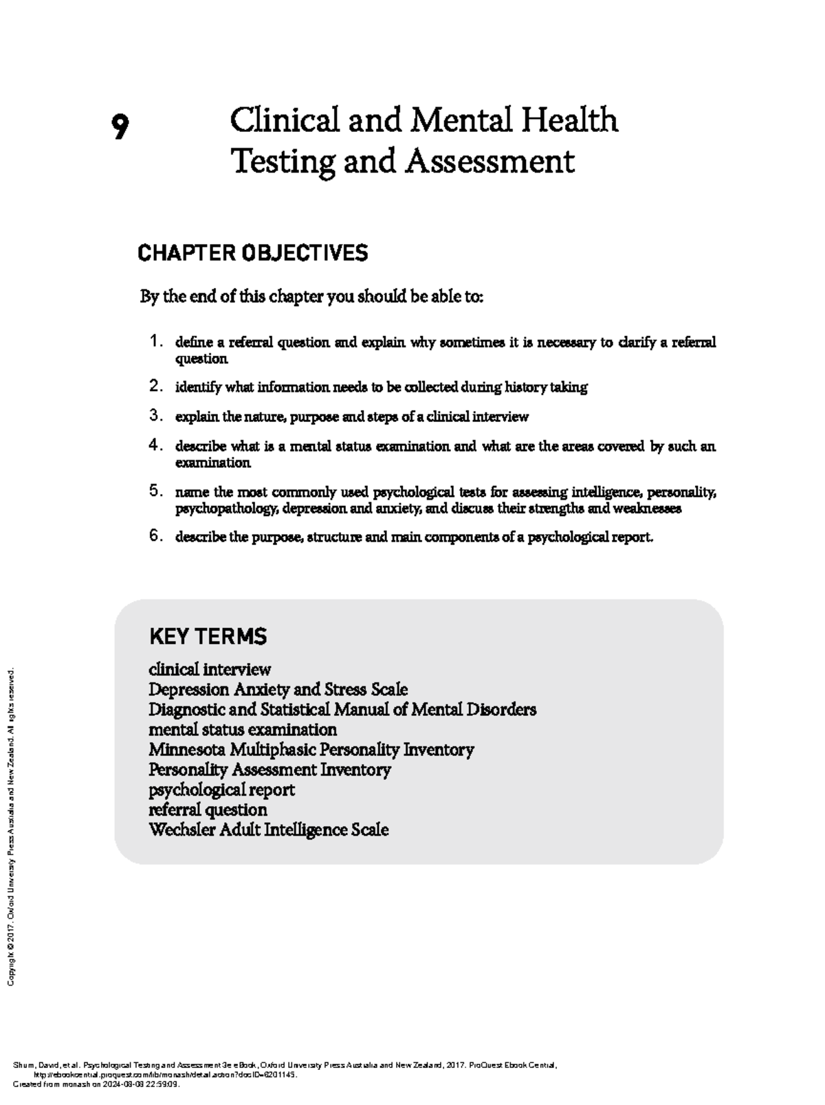 Psychological Testing and Assessment 3e e Book - (Chapter 9 Clinical ...