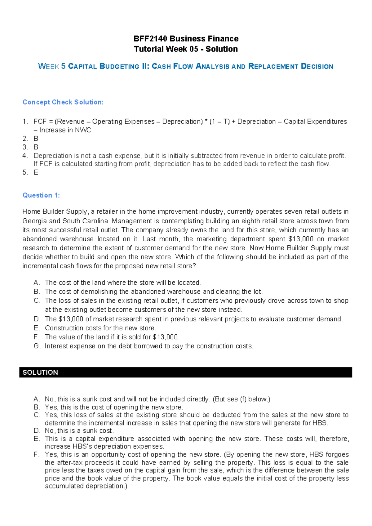 Week 5 Tutorial Worksheet Solution - for Student - BFF2140 Business ...