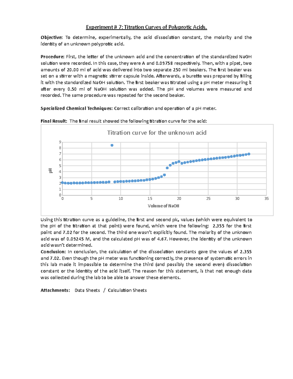 Lab 07 Titration Curves of Polyprotic Acids Objective To determine