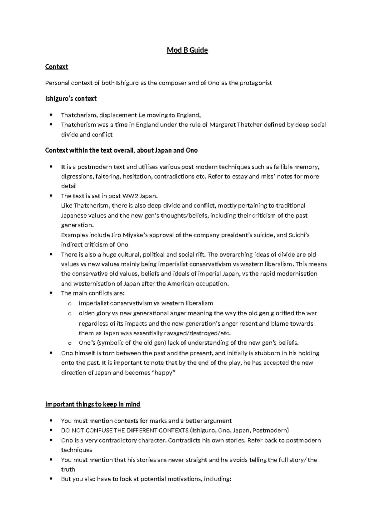 Mod B Guide - Mod B Guide Context Personal context of both Ishiguro as ...