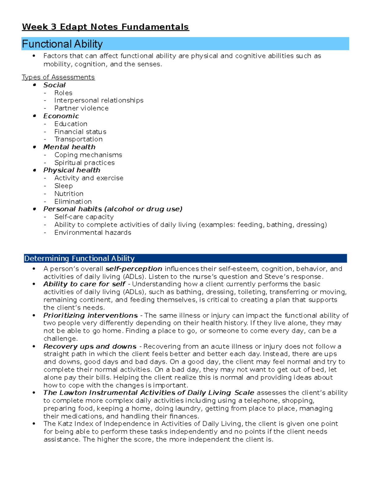 Week 3 Edapt Notes Fundamentals Week 3 Edapt Notes Fundamentals
