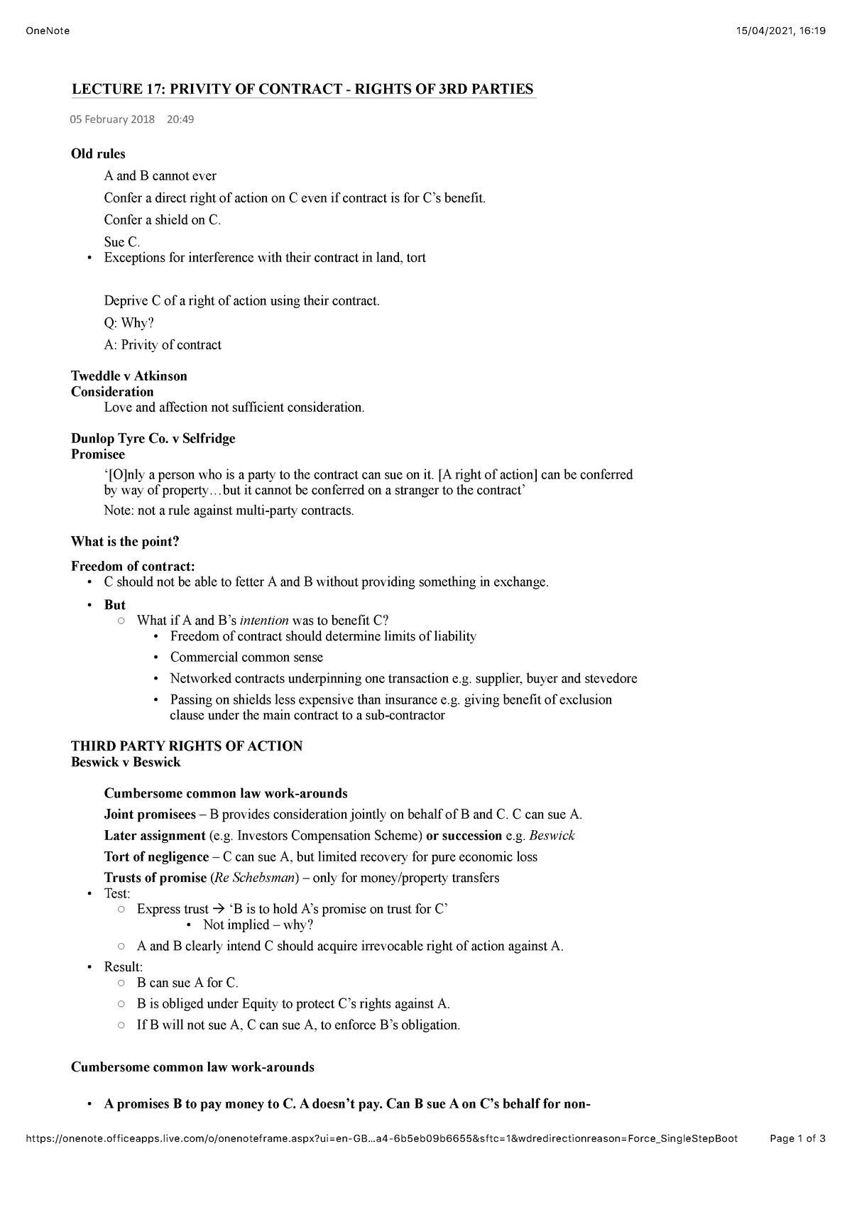 Privity Of Contract Rights Of 3rd Parties Studocu