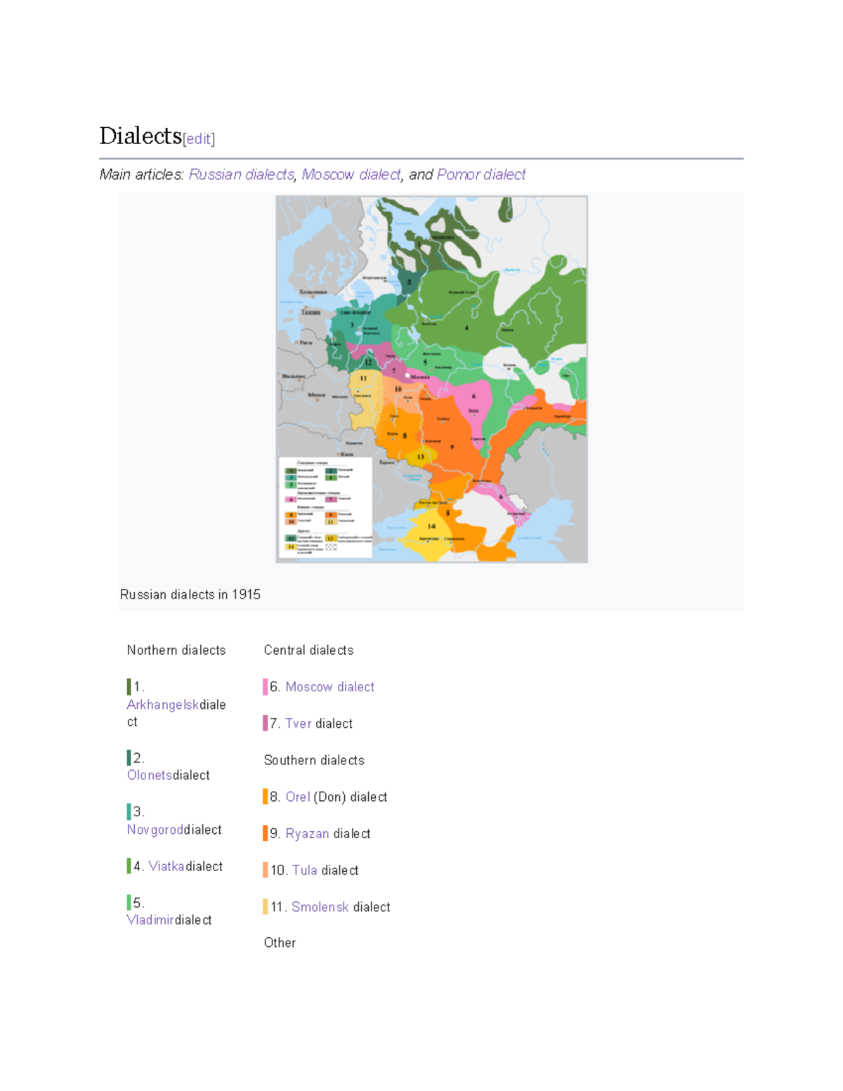Dialects[edit]russian - Dialects[edit] Main articles: Russian dialects ...
