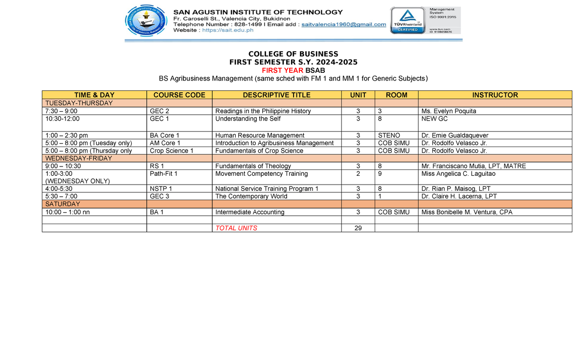 2 Final BSBA 1ST SEM SY - i need this copy - FIRST SEMESTER S. 2024 ...