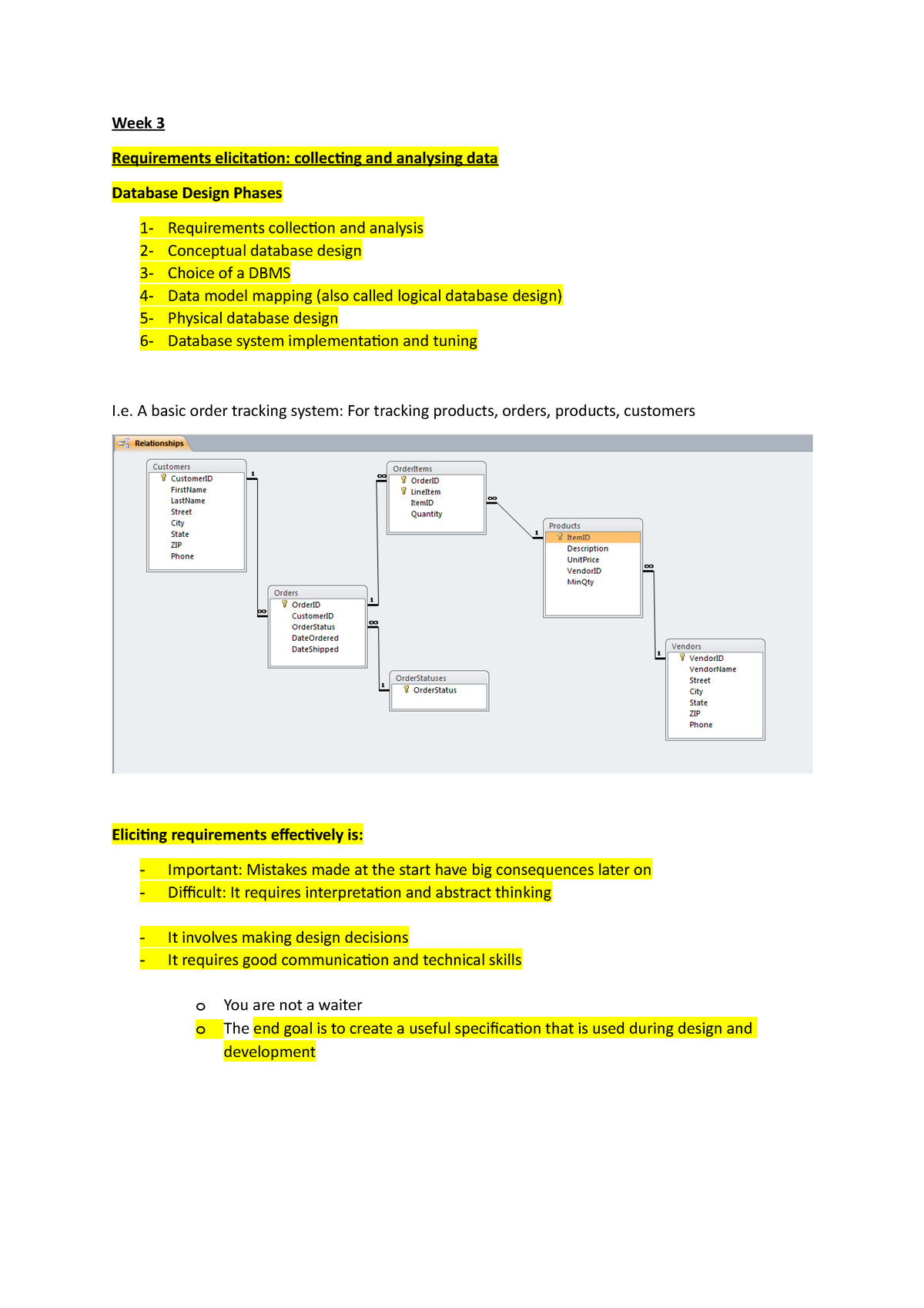 Requirements Elicitation   Summary   Week 3 Requirements Elicitation