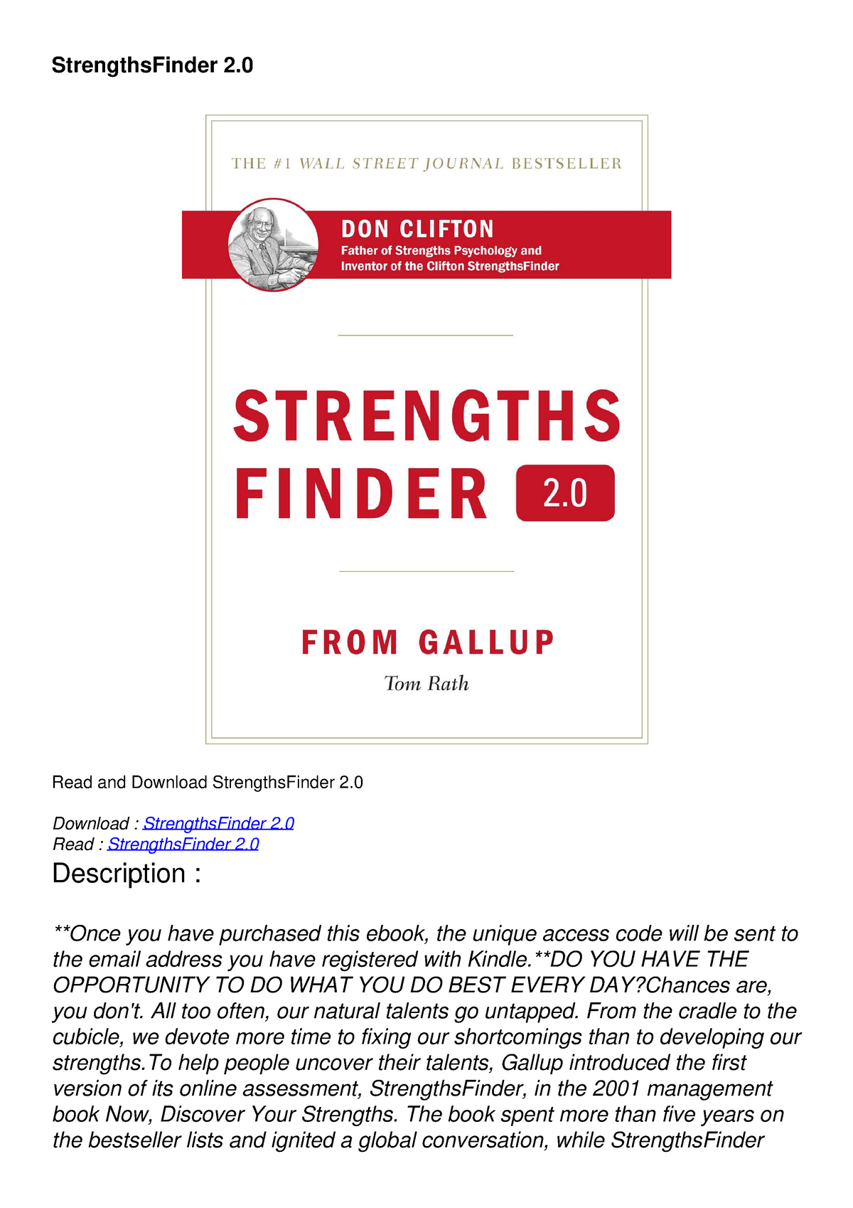 PDF_ StrengthsFinder 2.0 - StrengthsFinder 2. Read and Download ...