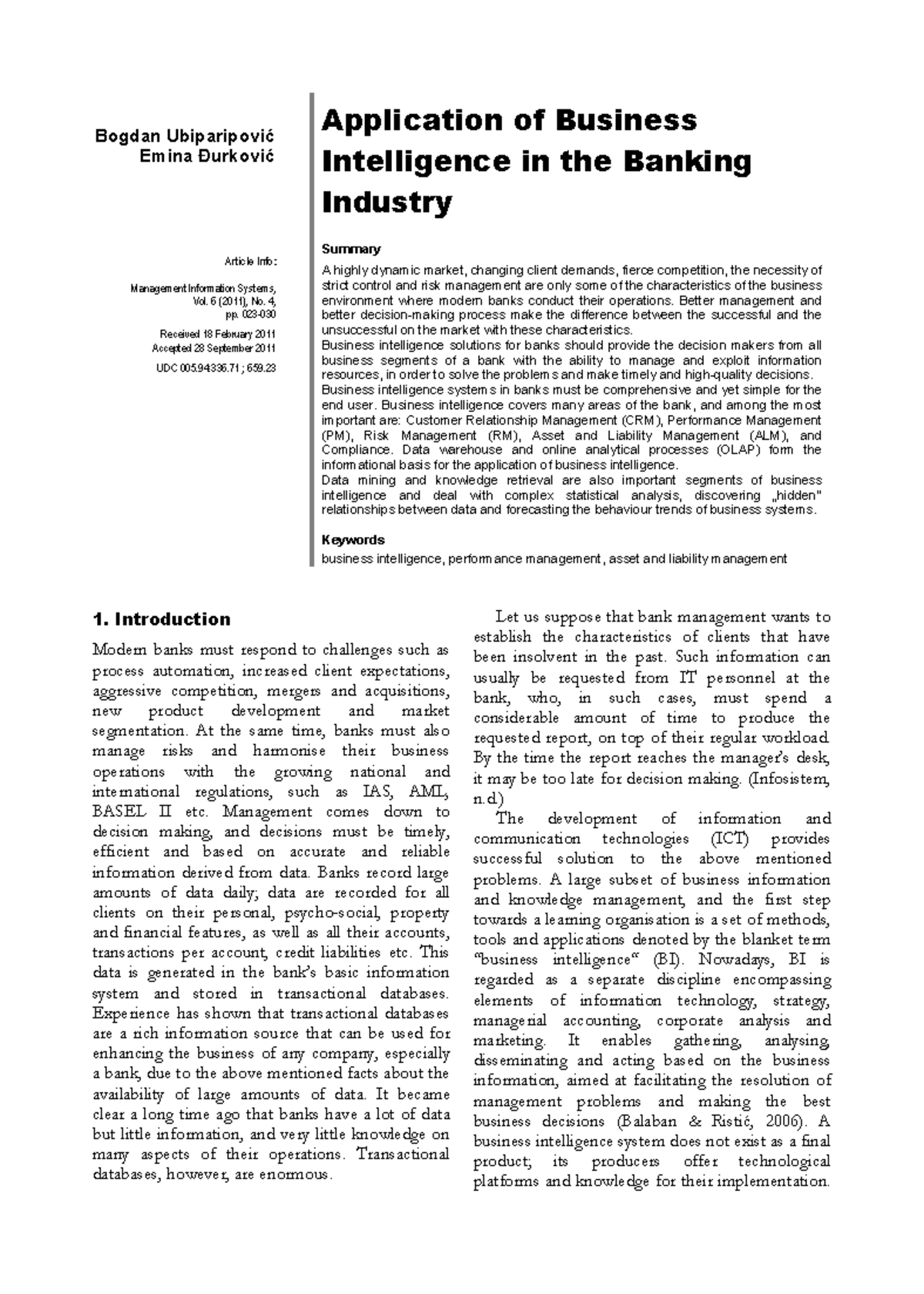 Application of Business Intelligence in the Banking Industry ...