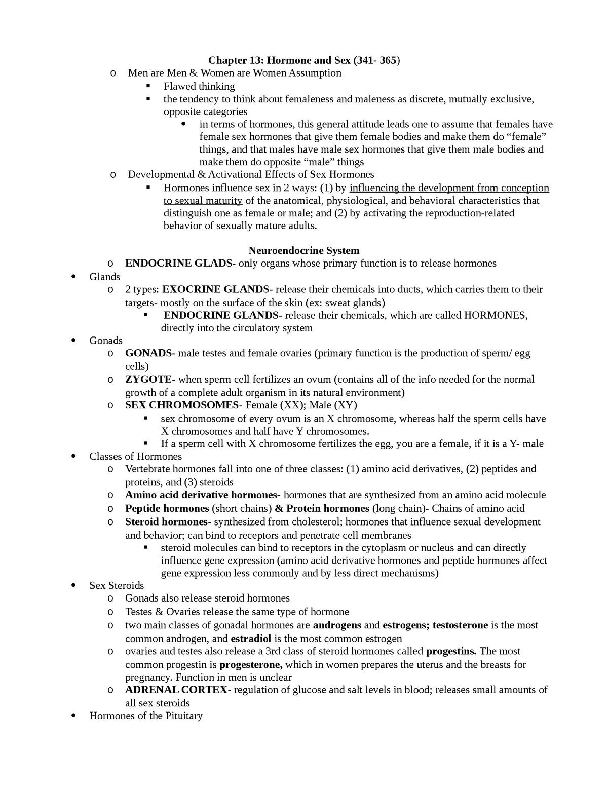 Chapter 13 Lecture Notes 13 Chapter 13 Hormone And Sex 341 365 O Men Are Men And Women 9188