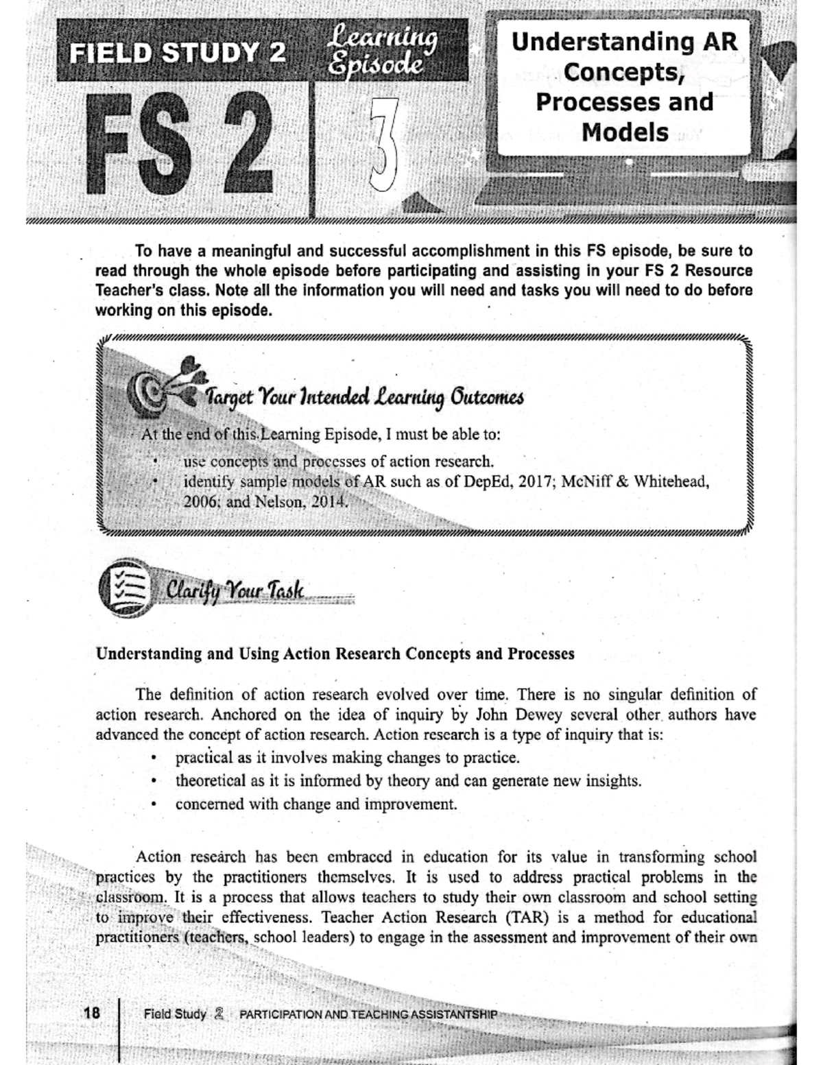 FS2 - Work Sheets - FIELD STUDY 2 Learning Understanding AR Episode ...
