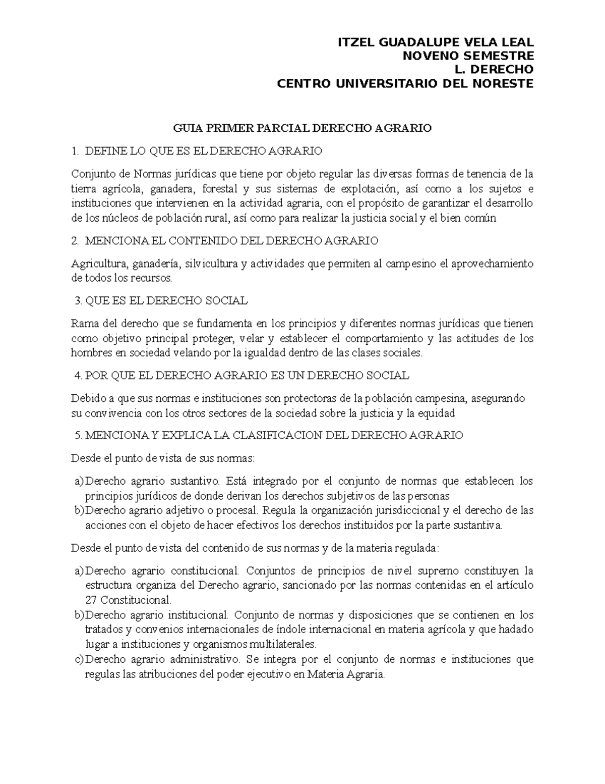 GUIA 1P Derecho Agrario I - NOVENO SEMESTRE L. DERECHO CENTRO ...