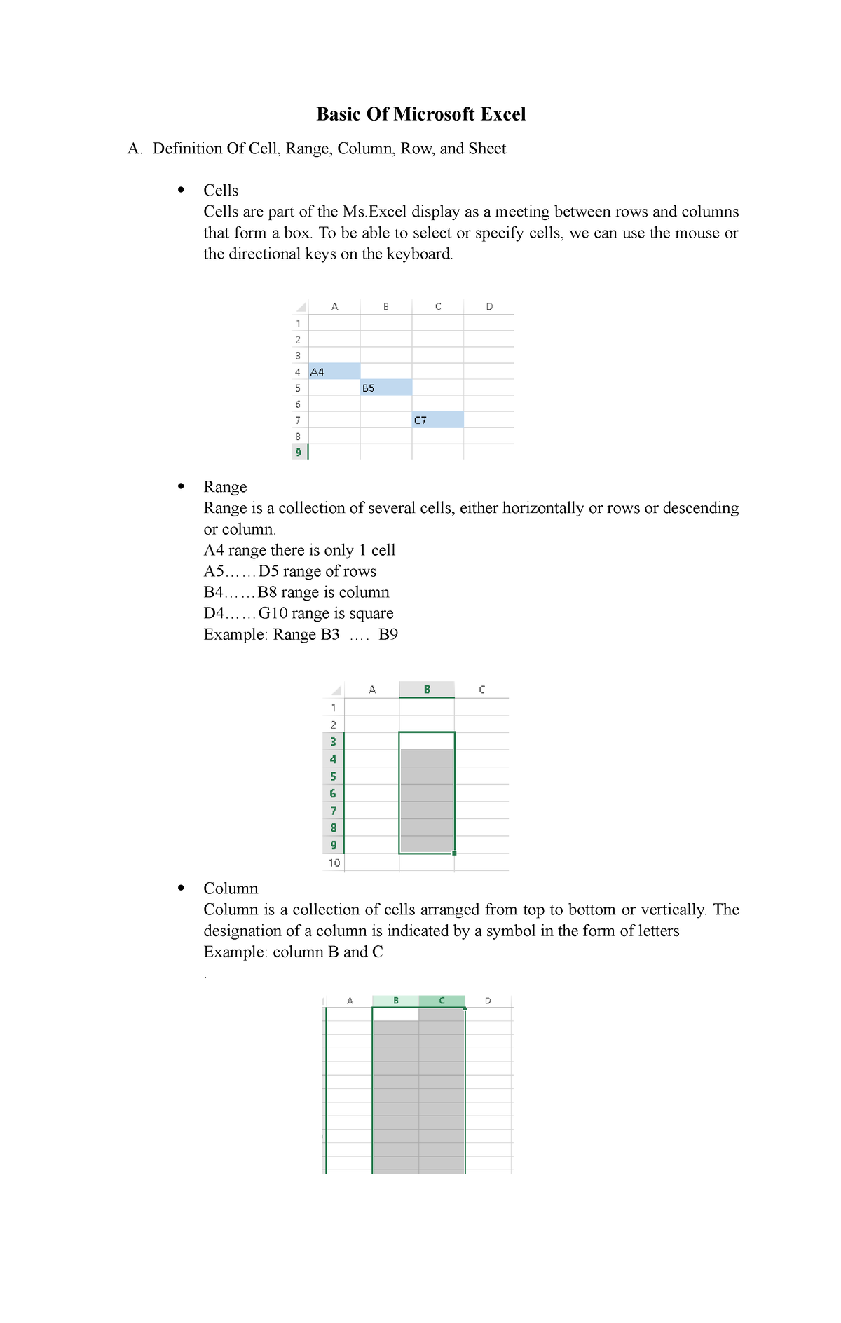 basic-of-microsoft-excel-definition-of-cell-range-column-row-and