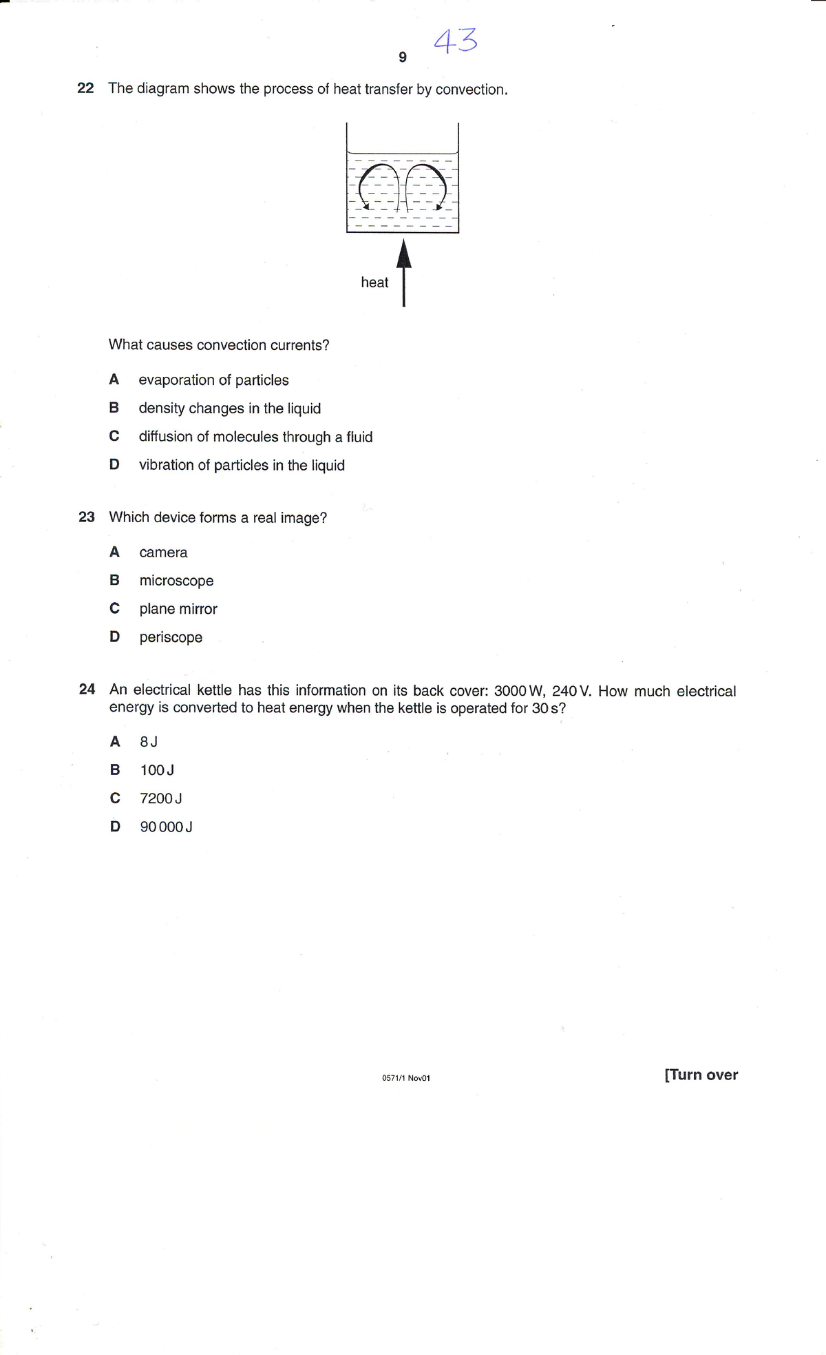 Bgcse Physics Paper 1 2001 - 43 9 22 The diagram shows the process of ...