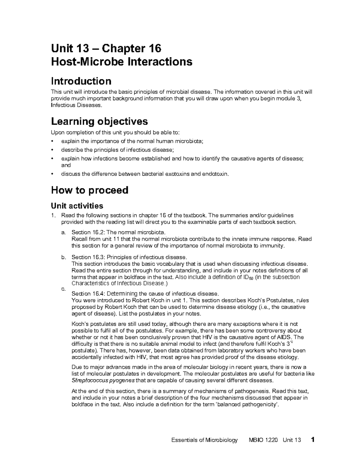 Unit13 9th Ed - Essentials Of Microbiology MBIO 1220 Unit 1 3 1 Unit 13 ...