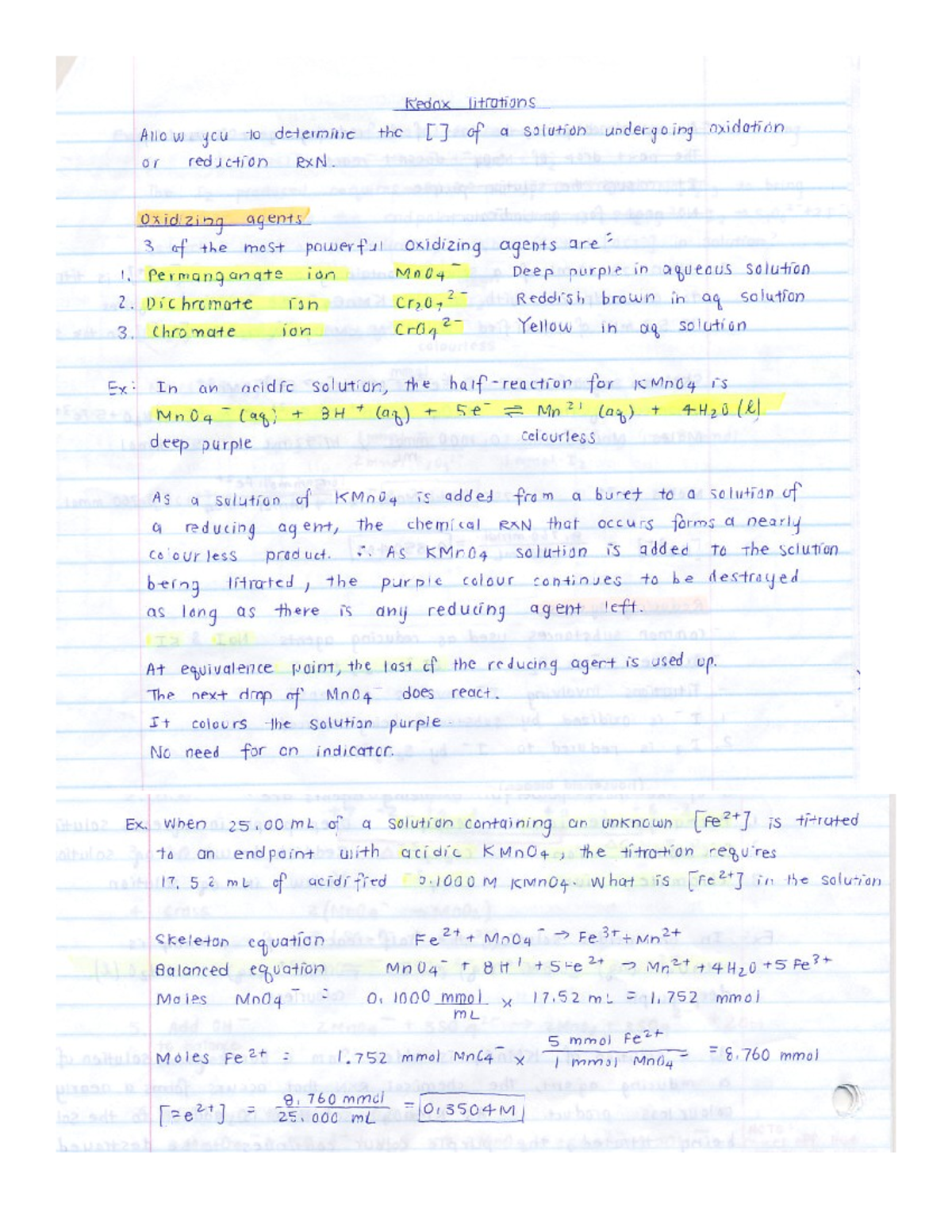 5-redox-titrations - notes - Bio 130 - Studocu