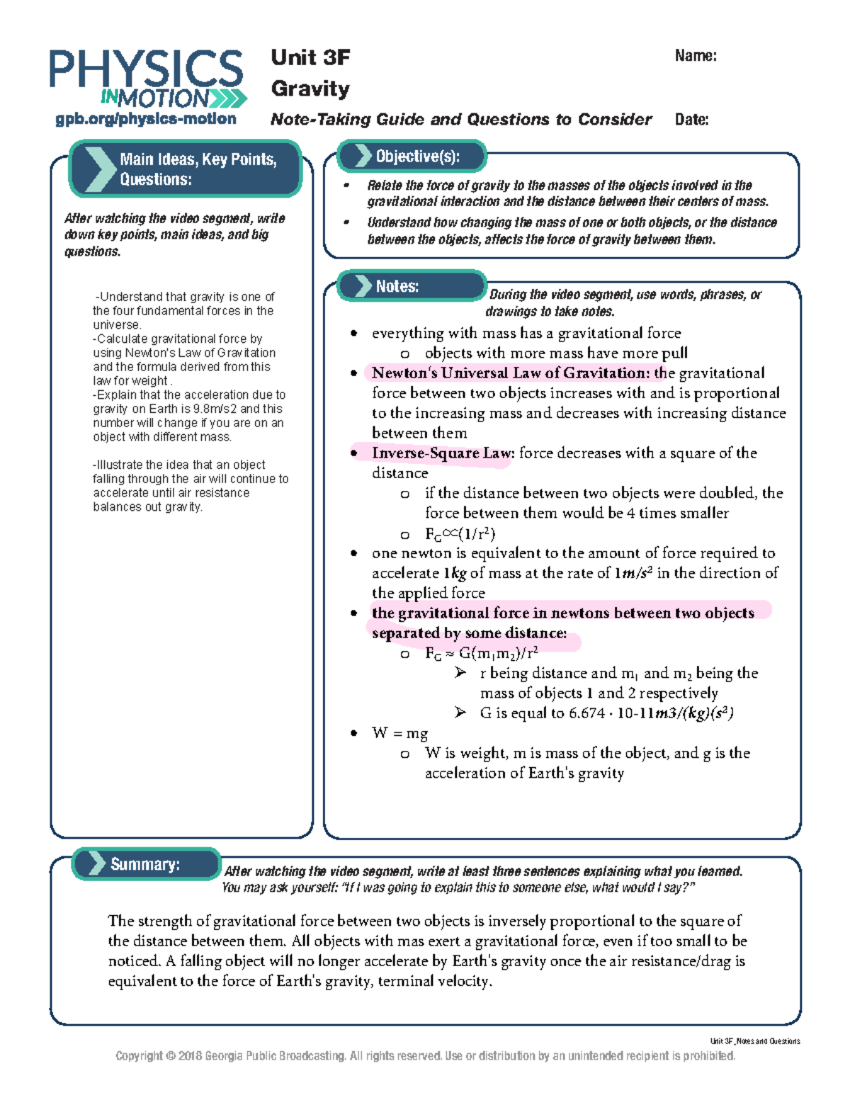 Unit 3F Notetaking Guide and Quest-1 - Copyright © 2018 Georgia Public ...