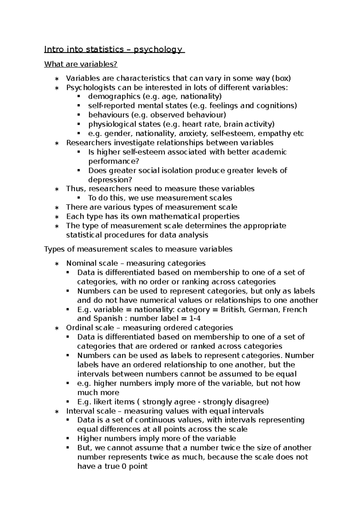 Intro into statistics un finished - Intro into statistics – psychology ...
