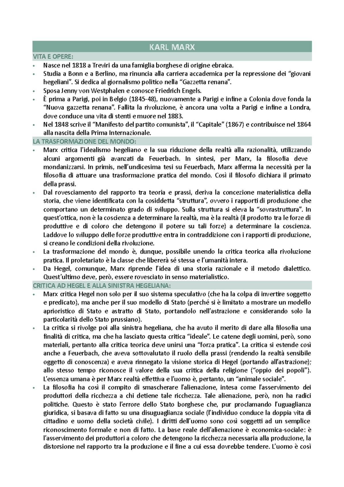 KARL MARX, IL Positivismo, Comte, MILL - KARL MARX VITA E OPERE: Nasce ...