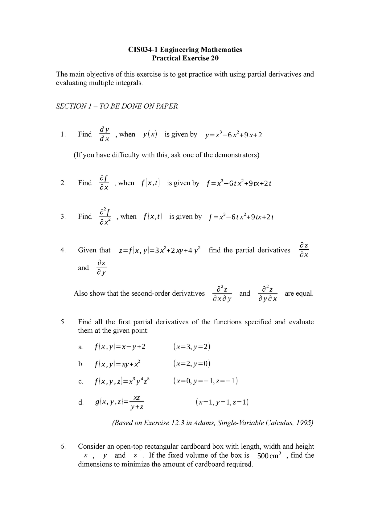 Cis034 1 Practical Cis034 1 Engineering Mathematics Practical Exercise The Main Objective Of Studocu