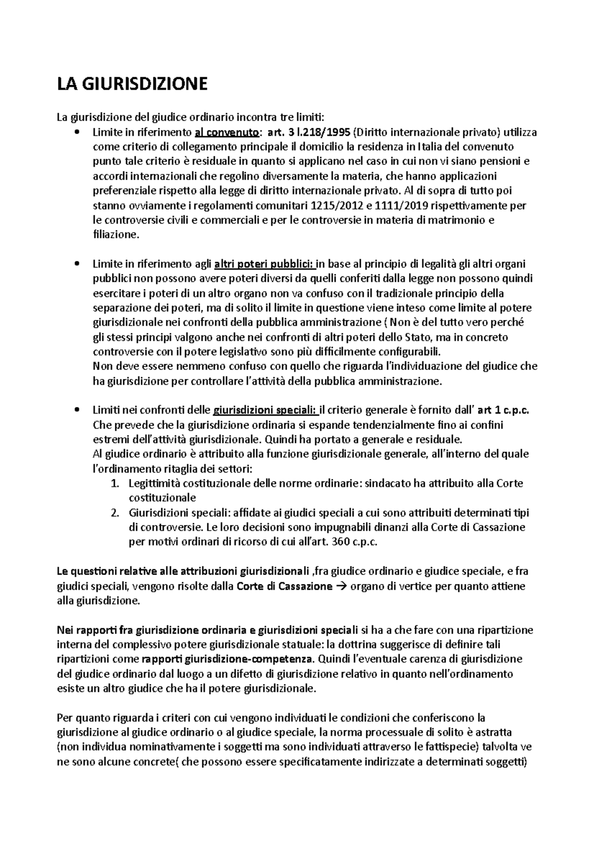 LA Giurisdizione - Riassunto Capitolo 10 Del Manuale Luiso - LA ...