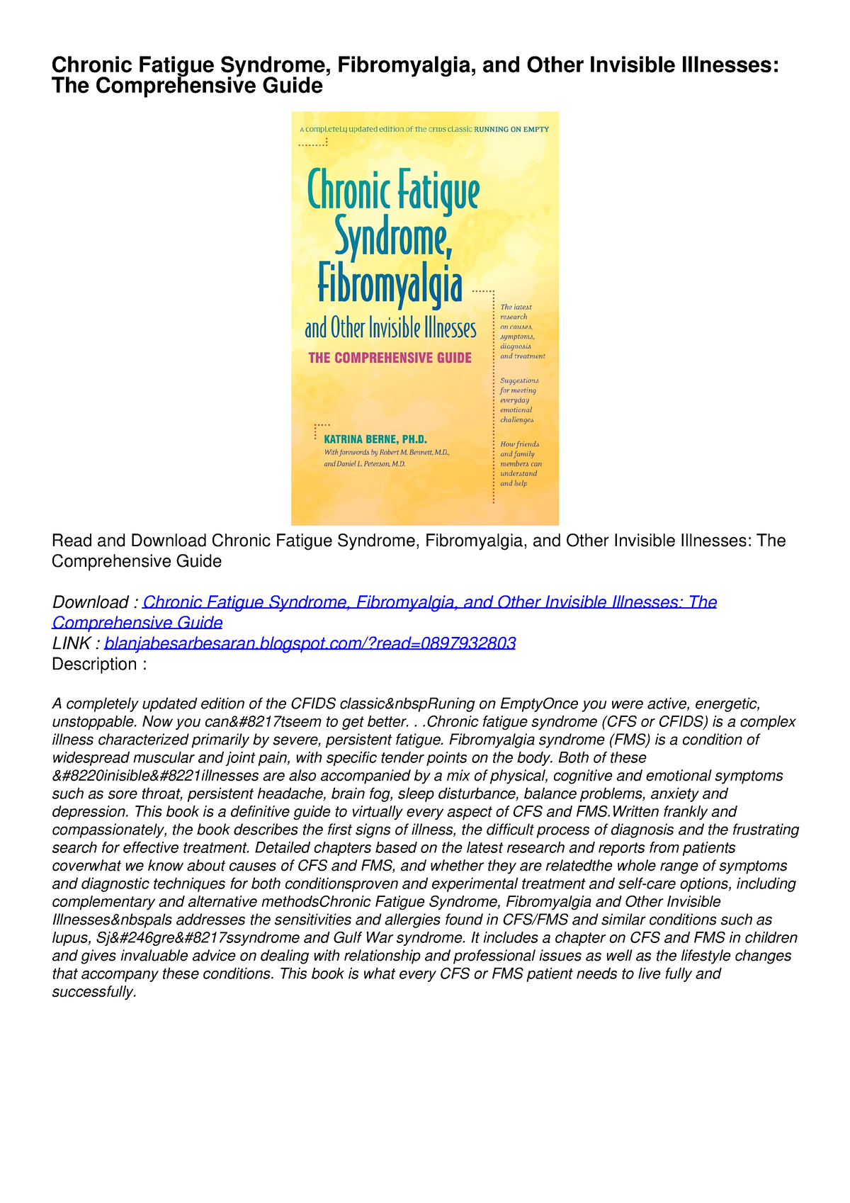 PDF Chronic Fatigue Syndrome, Fibromyalgia, And Other Invisible ...