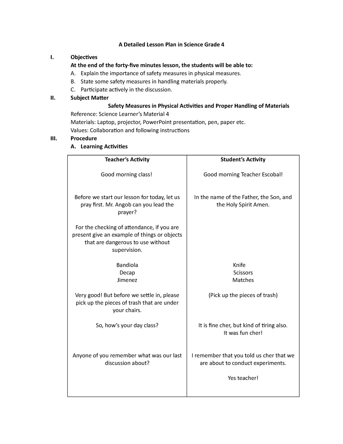 A Detailed Lesson Plan in Science Grade 4 Escobal - A Detailed Lesson ...