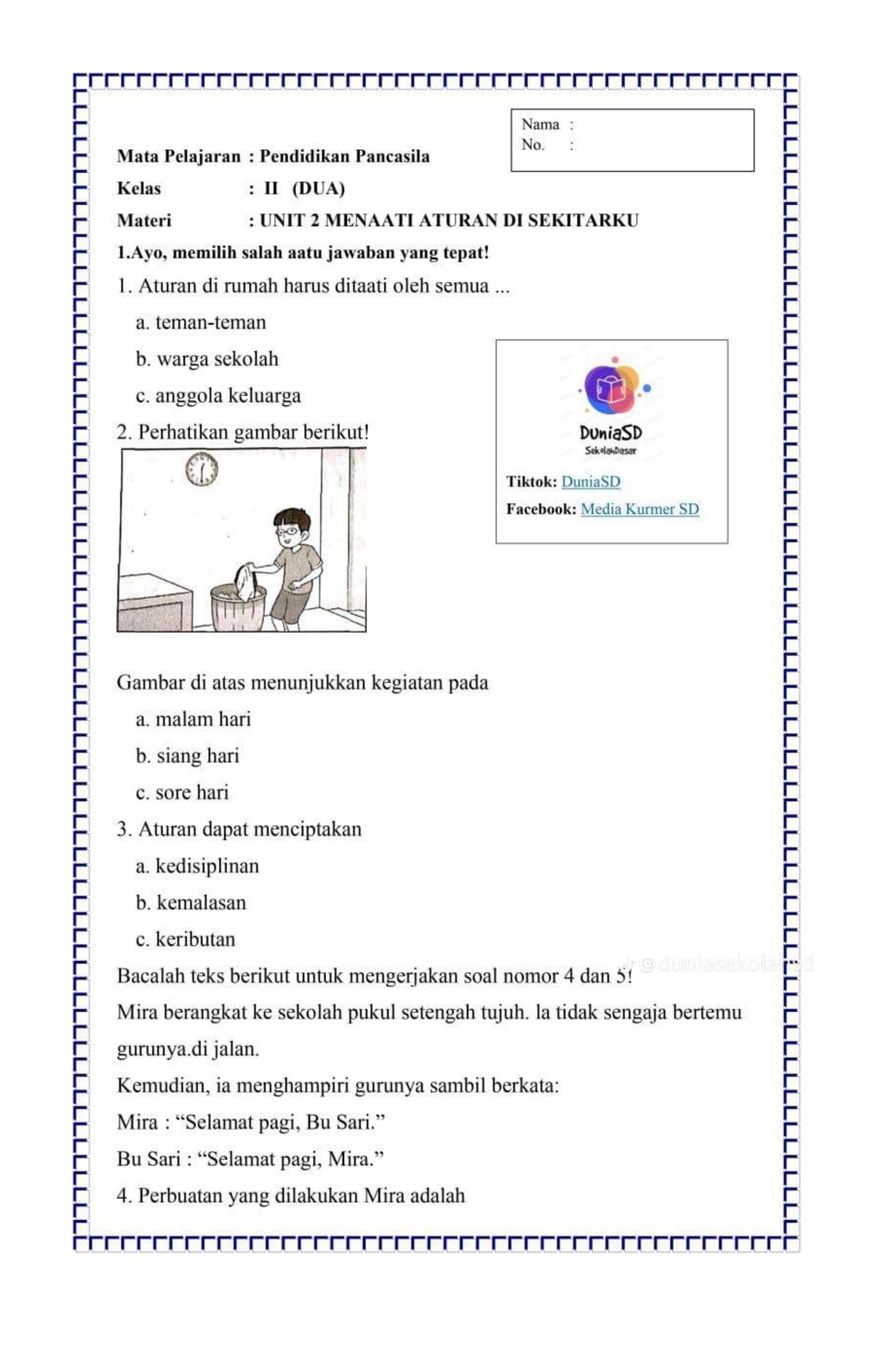 PP Kelas 2 Bab 2 Kumer Semester 1 - Sdn Wangun II - Studocu