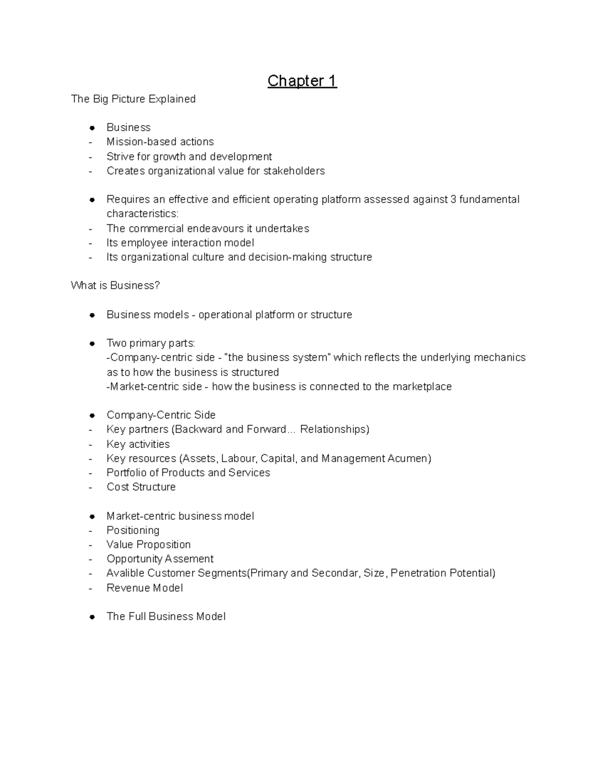 Intro To Business Notes - Chapter 1 The Big Picture Explained Business ...