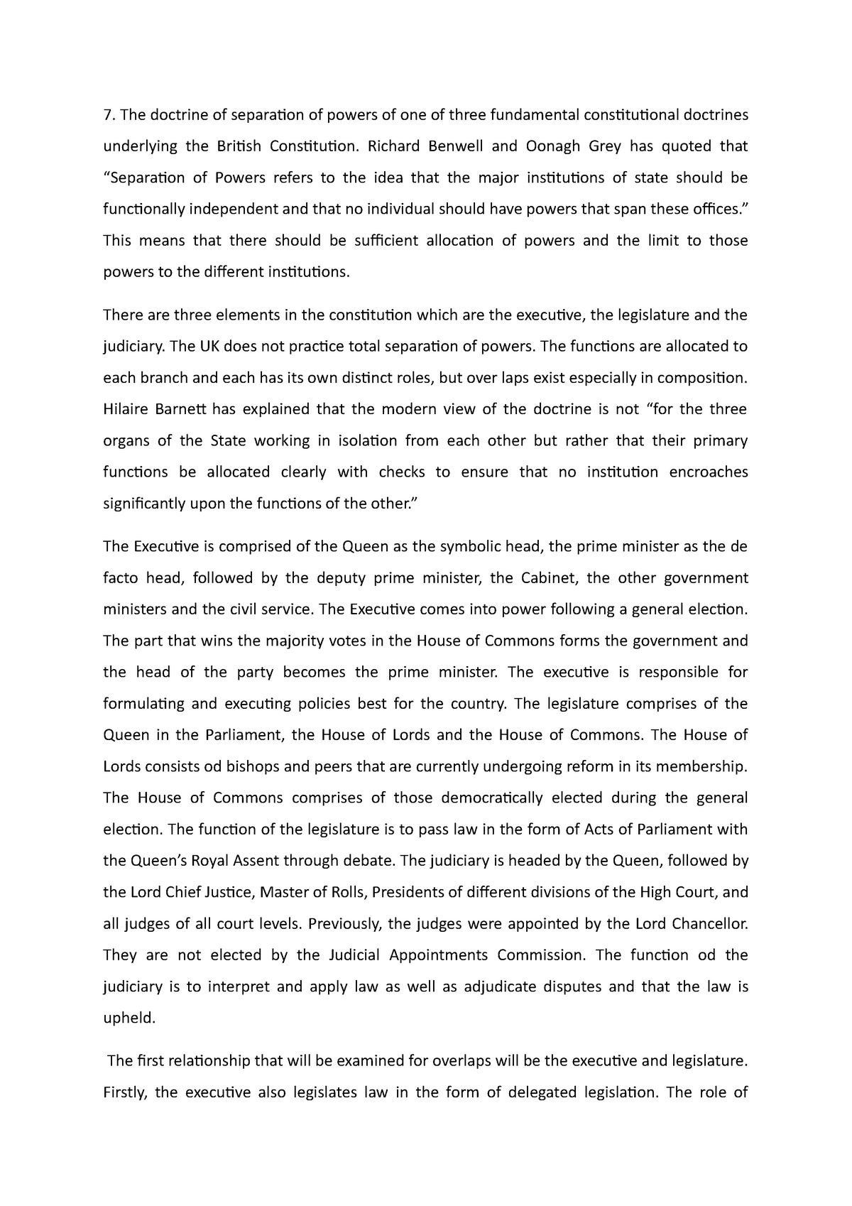 separation of powers ireland essay