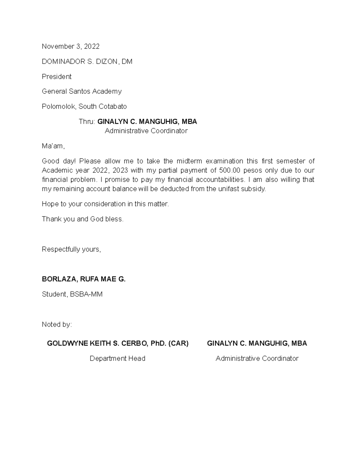 Promissory note - DOMINADOR S. DIZON, DM President General Santos ...