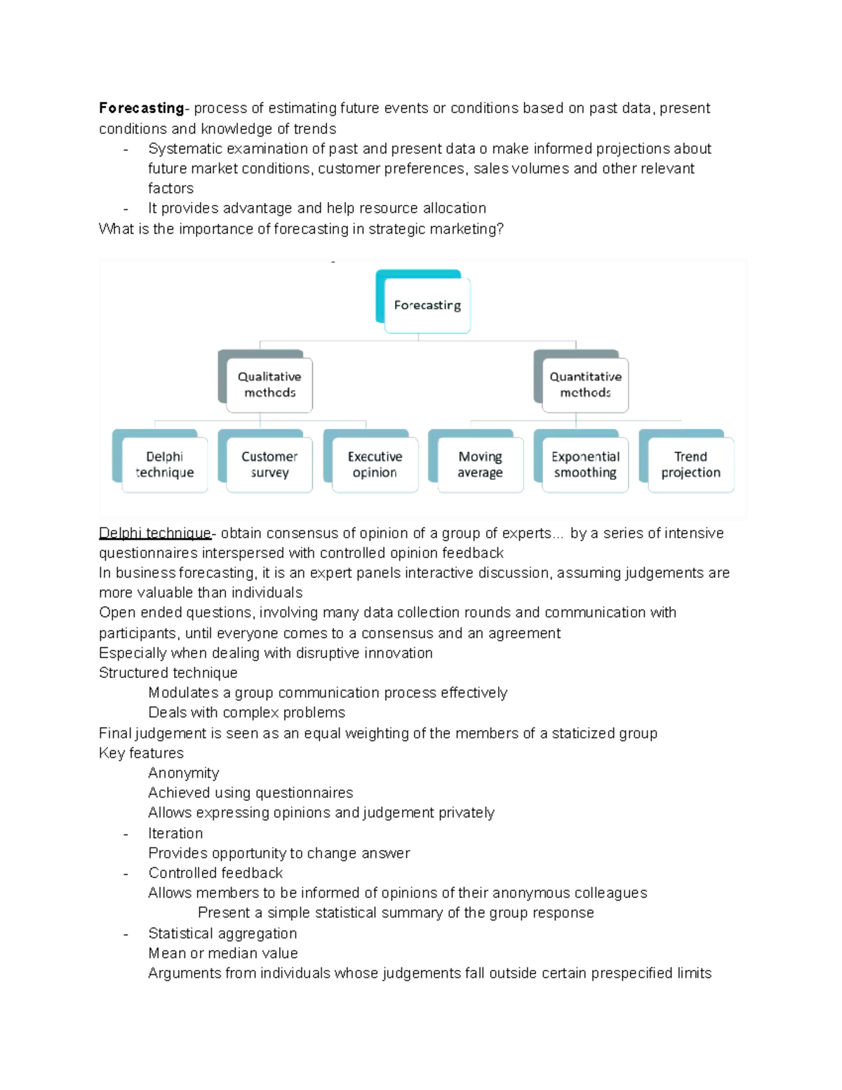 Lecture 8 - Forecasting- process of estimating future events or ...