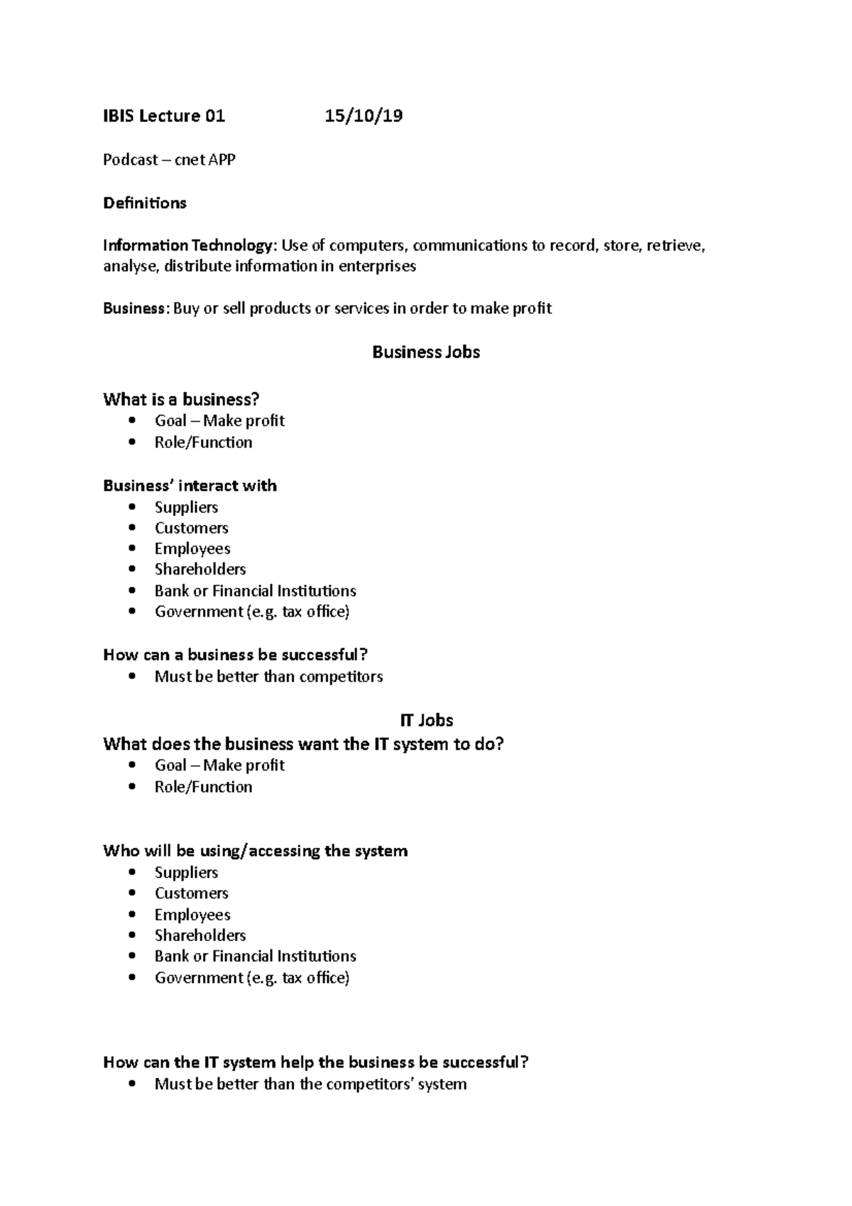 IBIS Lecture 01 - IBIS Lecture 01 15/10/ Podcast – cnet APP Definitions ...