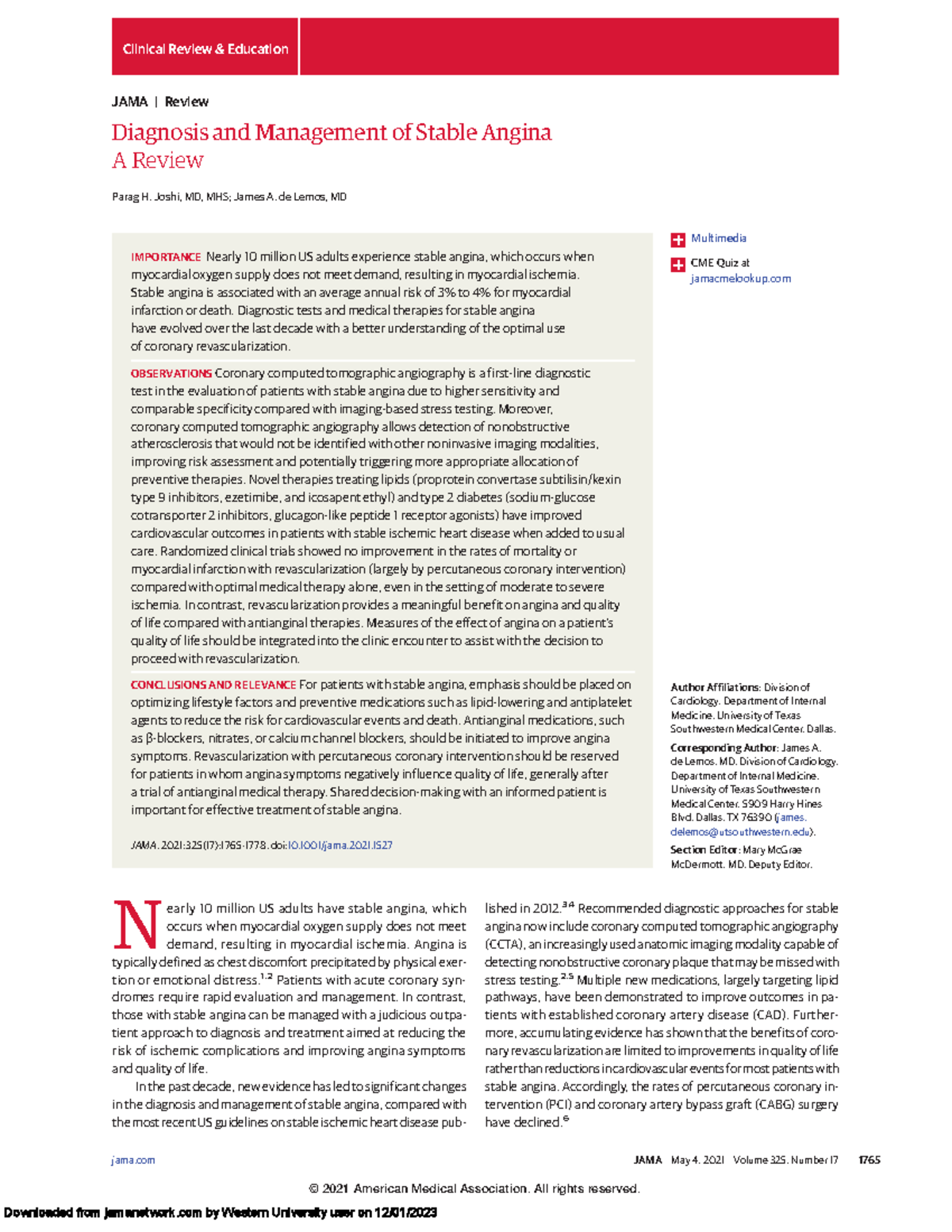 Diagnosis and managment of stable angina - Diagnosis and Management of ...