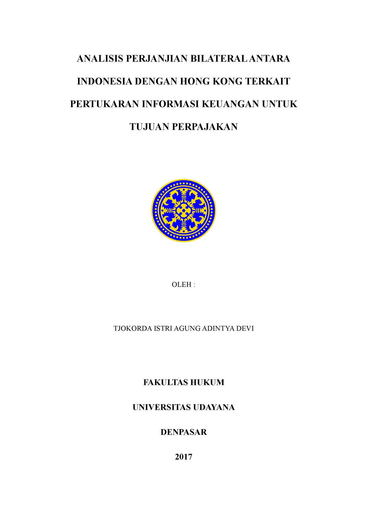 Analisis Perjanjian Bilateral Antara Indonesia Dengan HONG KONG Terkait ...